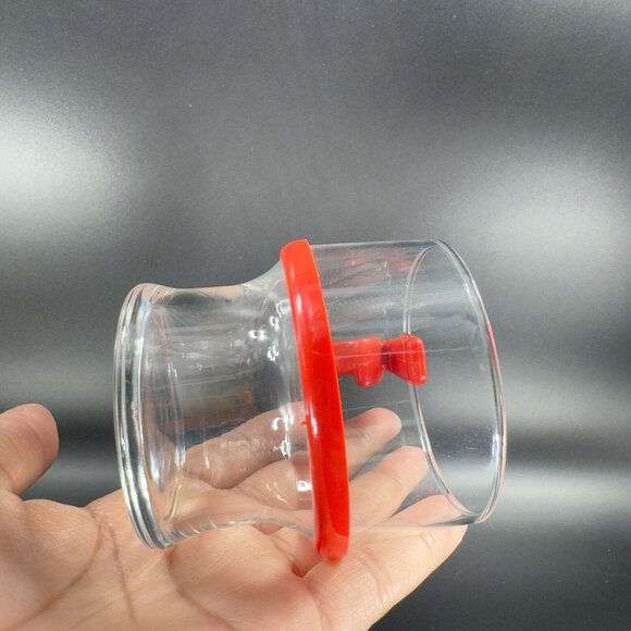 Clear Glass Coffee Mug Cup With Red Hard Plastic Handle Drinking Cup Mug Barware - Picture 8 of 13